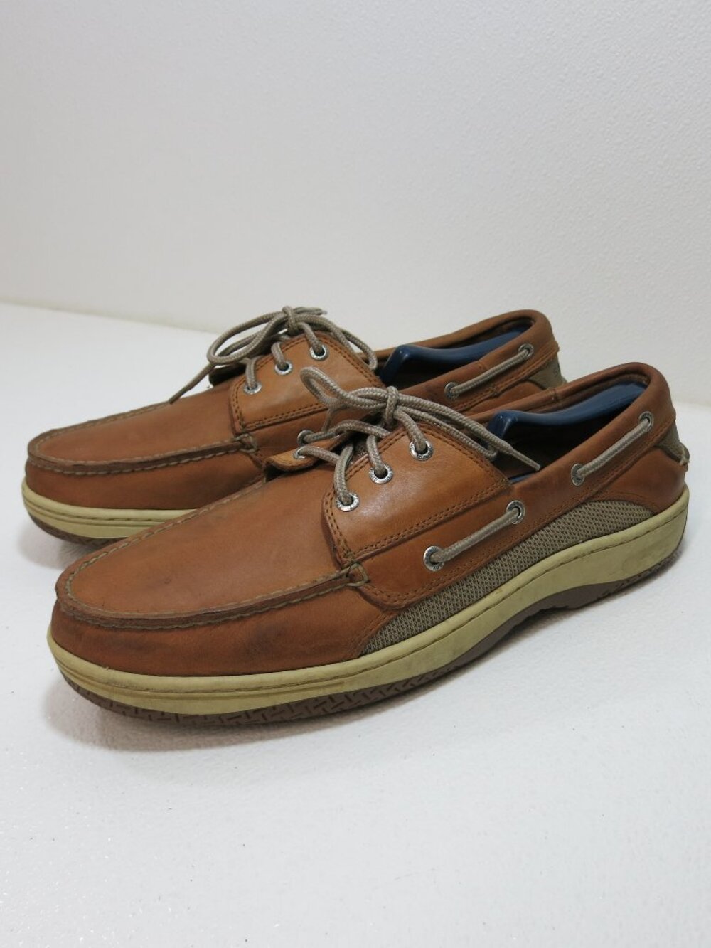Sperry Two Tone Leather Top-Sider Deck Shoes Cloth Sides Men's Footwear Sz 12 M